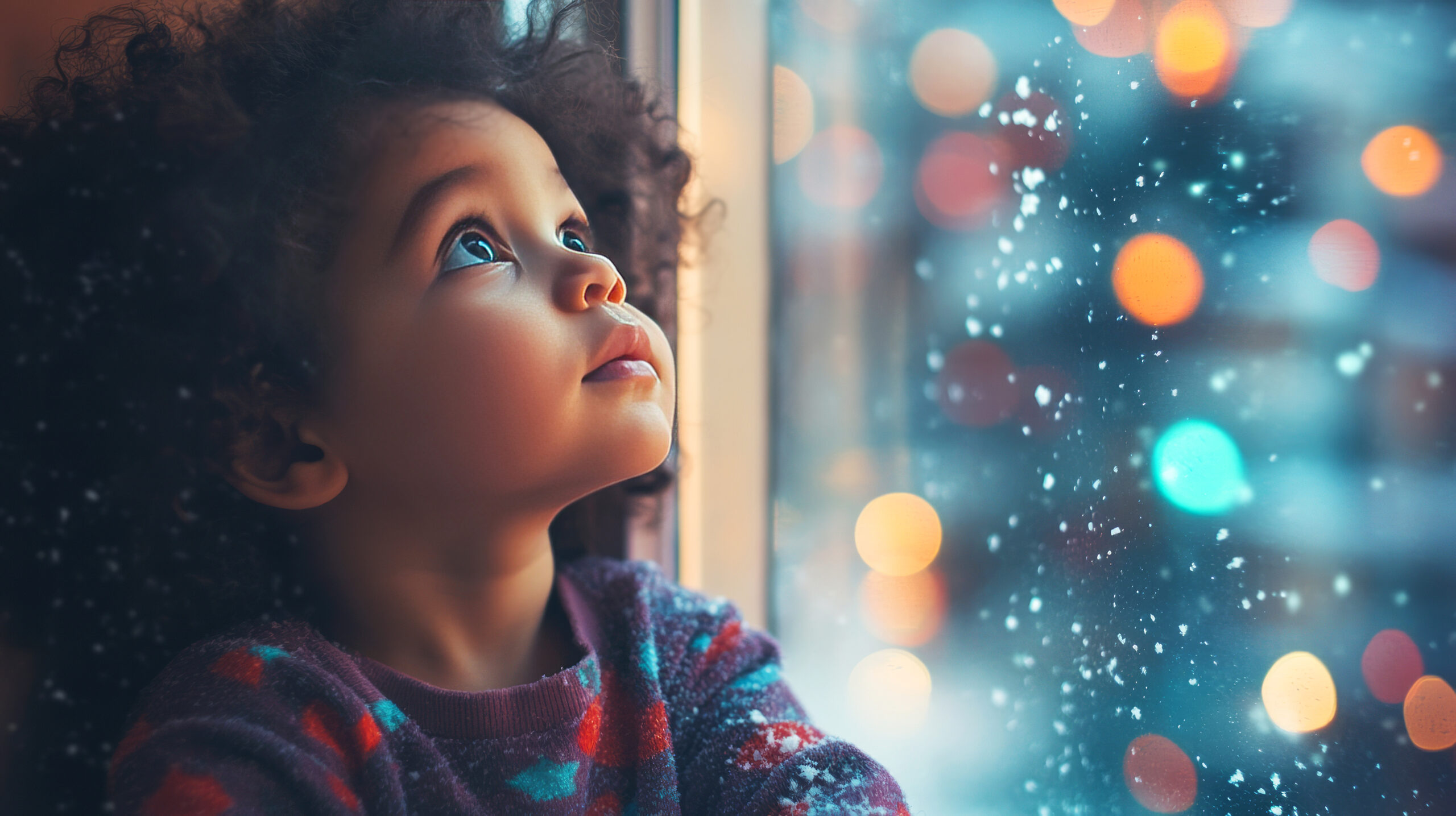 enfant regarde des illuminations